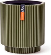 Vase cylindre cannelé d23h25cm vert