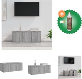 vidaXL Meuble TV 80x34x30 cm Bois d'ingénierie Chêne Sonoma gris - Meuble - Comprend un nettoyant et un rafraîchisseur pour bois