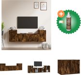 vidaXL 4-delige Tv-meubelset bewerkt hout gerookt eikenkleurig - Kast - Inclusief Houtreiniger en verfrisser
