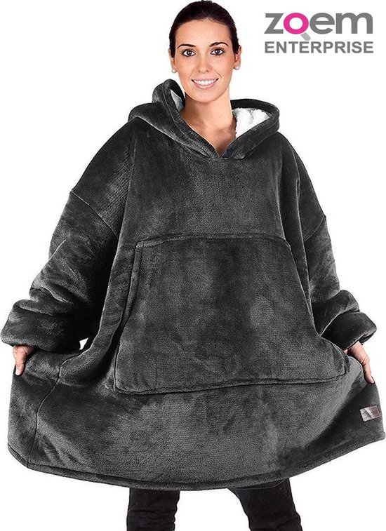 Zoem - Fleece deken met mouwen - sweater - 280 gsm - Zwart - Snuggle Hoodie
