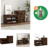 vidaXL Schoenenkast 100x42x60 cm bewerkt hout gerookt eikenkleurig - Schoenenkast - Inclusief Houtreiniger en verfrisser