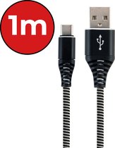 USB-C Kabels Oplaadkabel Datakabel USB C Kabel Nylon Gevlochten - USB C naar USB A Kabel - USB C Oplader - 1 meter - Zwart/Wit