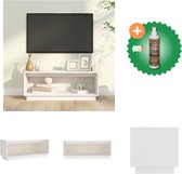 vidaXL Tv-meubel 90x35x35 cm massief grenenhout wit - Kast - Inclusief Houtreiniger en verfrisser