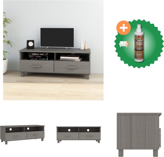 vidaXL Tv-meubel HAMAR 106x40x40 cm massief grenenhout lichtgrijs - Kast - Inclusief Houtreiniger en verfrisser