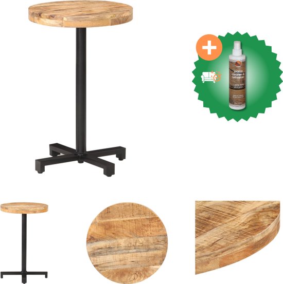 vidaXL Bistrotafel rond Ø50x75 cm ruw mangohout - Tafel - Inclusief Houtreiniger en verfrisser