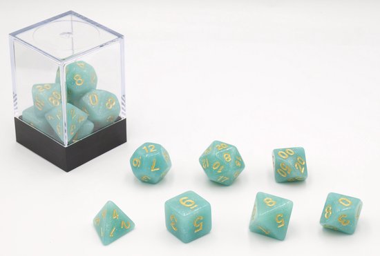 8 Vlakken Dobbelsteen Blauw met Witte Getallen 23mm