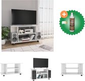 vidaXL Tv-meubel met wieltjes 80x40x40 cm spaanplaat hoogglans wit - Kast - Inclusief Houtreiniger en verfrisser