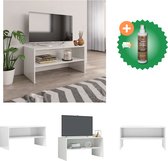 vidaXL Tv-meubel 80x40x40 cm bewerkt hout hoogglans wit - Kast - Inclusief Houtreiniger en verfrisser