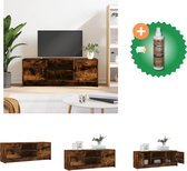 vidaXL Tv-meubel 102x30x37-5 cm bewerkt hout gerookt eikenkleurig - Kast - Inclusief Houtreiniger en verfrisser