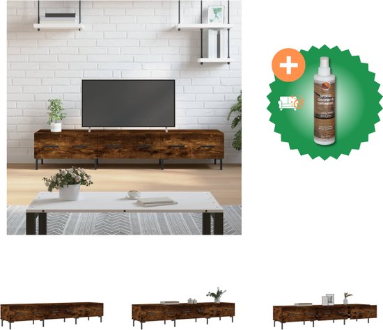 vidaXL Tv-meubel 150x36x30 cm bewerkt hout gerookt eikenkleurig - Kast - Inclusief Houtreiniger en verfrisser