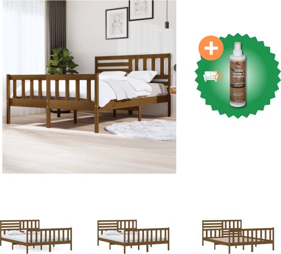 vidaXL Bedframe massief hout honingbruin 150x200 cm 5FT King Size - Bed - Inclusief Houtreiniger en verfrisser