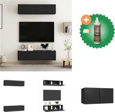 vidaXL Tv-meubelen 4 st 60x30x30 cm spaanplaat zwart - Kast - Inclusief Houtreiniger en verfrisser