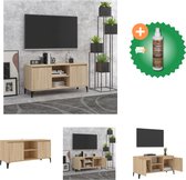 vidaXL Tv-meubel met metalen poten 103-5x35x50 cm sonoma eikenkleurig - Kast - Inclusief Houtreiniger en verfrisser