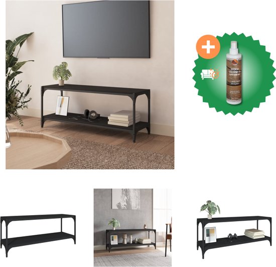 Tv-meubel 40x33x41 cm bewerkt hout en staal zwart