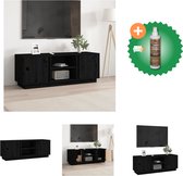 vidaXL Tv-meubel 110x35x40-5 cm massief grenenhout zwart - Kast - Inclusief Houtreiniger en verfrisser