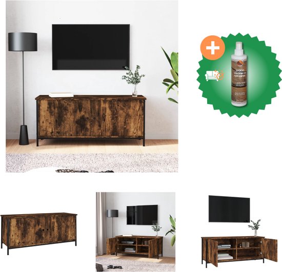 Tv-meubel 102x35x45 cm bewerkt hout bruin eikenkleur kopen