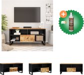 vidaXL Tv-meubel 100x33x46 cm massief mangohout en bewerkt hout - Kast - Inclusief Houtreiniger en verfrisser