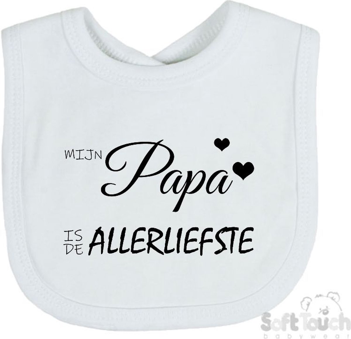 Goedkoopste Soft Touch Slabber Slabbetje Slab Mijn papa is de allerliefste Vaderdag Unisex Katoen Wit/zwart Maat 33x22 Cm