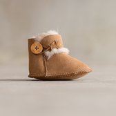 Wollen babyslofjes - Davin - 100% schapenvacht - Babyschoentjes van lamsvacht - Camel - Maat 23/24