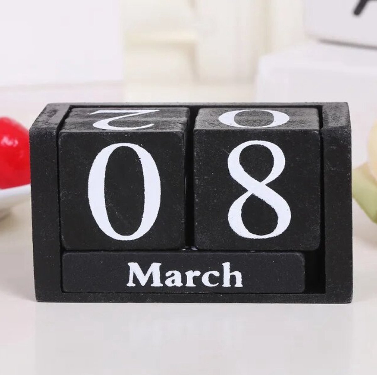 Eeuwigdurende Kalender Hout - Kalender - Blok Kalender - Bureaukalender - Zwart