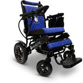 COMFYGO IQ-8000 Elektrische rolstoel, Lichtgewicht, Draadloze afstandsbediening, Handmatig opvouwbaar, Niet achterover leunen, 12AH Li-ion, tot 20km, 51cm, Zwart frame & Blauw leer textiel