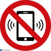 Simbol® - Stickers Mobiele telefoon verboden - Smartphone niet toegestaan - Formaat ø 20 cm.
