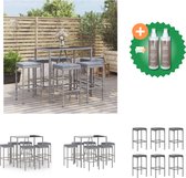 vidaXL 7 delige Tuinbarset met kussens poly rattan grijs Tuinset Inclusief Onderhoudsset