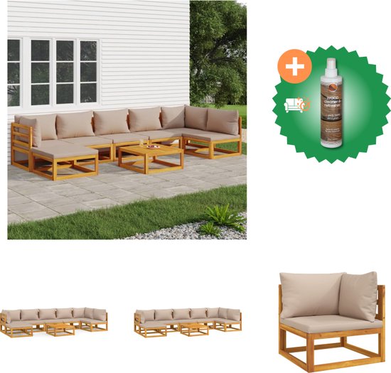 8-delige Loungeset met kussens bamboe lichtgrijs kopen