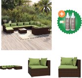 vidaXL 11 delige Loungeset met kussens poly rattan bruin Tuinset Inclusief Onderhoudsset