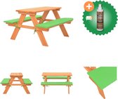 vidaXL Kinderpicknicktafel met banken 89x79x50 cm massief vurenhout Tuinset Inclusief Houtreiniger en verfrisser