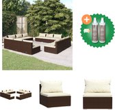 vidaXL 12 delige Loungeset met kussens poly rattan bruin Tuinset Inclusief Onderhoudsset