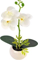 Greenmoods Kunstplanten - Kunstplant - Orchidee - Zijde - In pot - Wit - 28 cm