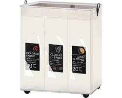 Wasmand 3 Vakken - Wassorteerder - 95L - Opvouwvare Wasmand - Wit - Inklapbare - Op Wielen - Met Hengsel - Voor Badkamer, Babykamer, Slaapkamer - Opbergmand - Speelgoedmand