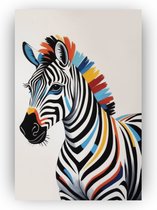 Zebra pop art - Dieren canvas schilderijen - Canvas schilderijen popart - Wanddecoratie landelijk - Canvas keuken - Slaapkamer decoratie - 40 x 60 cm 18mm