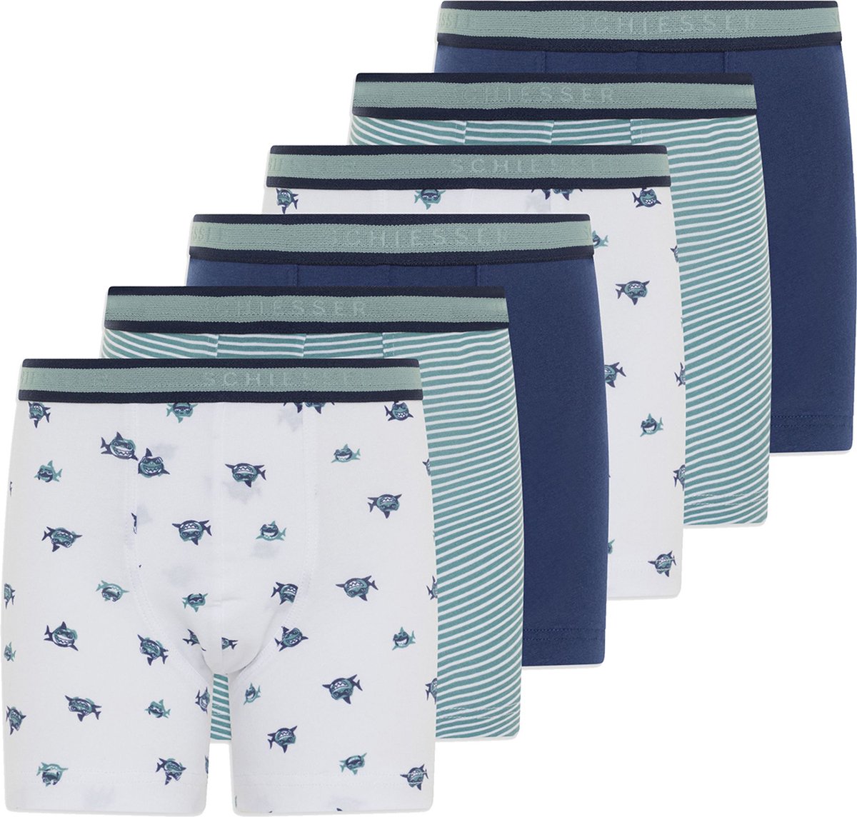 Schiesser Jongens retro short / pant 6 pack 95/5 Organic Cotton