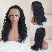 Frazimashop- zwart Pruik Hittebestendige - Pruiken Dames Lang hrul Haar - #Front Lace Wig 13x2# Hoge kwaliteit synthetische pruik 65 cm