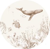Behangcirkel Onderwaterwereld - Ø 100 cm - Behangcirkel zelfklevend - Wanddecoratie - Onderwaterwereld - Oceaan dieren - Muurcirkel binnen - Wandsticker - Behangsticker - Babykamer en kinderkamer