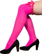2 Paar - Stay-up Kousen met strikje - Pink - donker roze - Britney kousen - Carnaval