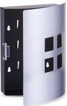 Sleutelkast voor 9 sleutels zwart met zilver 22 x 24 cm - Zeller - Huisbenodigdheden - Sleutels ophangen - Sleutelrekje