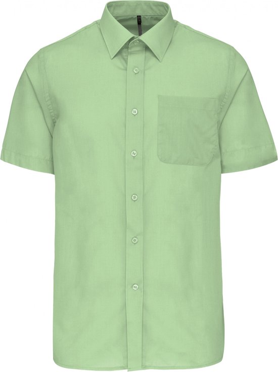 Overhemd Heren XXL Kariban Korte mouw Pistachio Green 65% Polyester, 35% Katoen