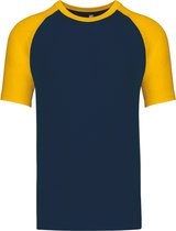 SportT-shirt Heren 3XL Kariban Ronde hals Korte mouw Navy / Yellow 100% Katoen