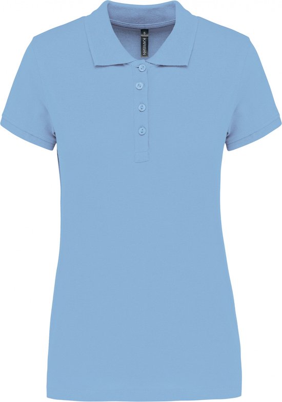 Polo Dames 3XL Kariban Kraag met knopen Korte mouw Sky Blue 100% Katoen