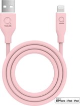 Qware - USB A to Lightning - Kabel - Cable - Fast charge - Snel laden - 1 meter - Siliconen - Knoop vrij - Extra flexibel - Roze