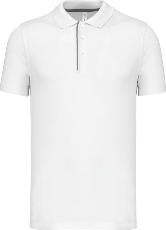 SportPolo Heren 3XL Proact Kraag met knopen Korte mouw White / Silver 95% Polyester, 5% Elasthan