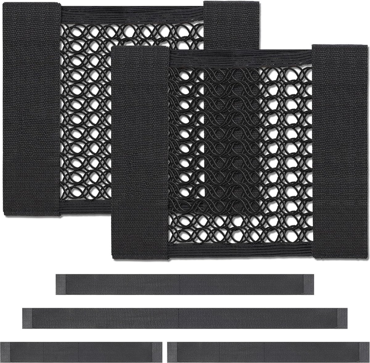 Image of 6 stuks kofferbak-organizer-klittenband, kofferbak-nettas, elastische klittenbandbanden, auto-bagagenet, auto-opbergnet, universeel voor auto/SUV