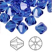 Swarovski Elements, Xilion Bicone (5328), 10mm, sapphire. Per 12 stuks