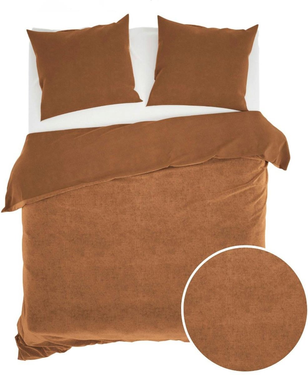Zo! Home Velluto Dekbedovertrek - Lits-jumeaux - 240x200/220 cm - Cognac Brown
