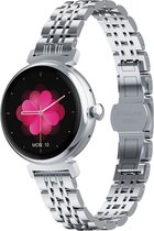 Kiraal Glimmer - Stijlvolle Smartwatch - Dames Smartwatch - Full-touch Scherm- Android & iOS - Zilver