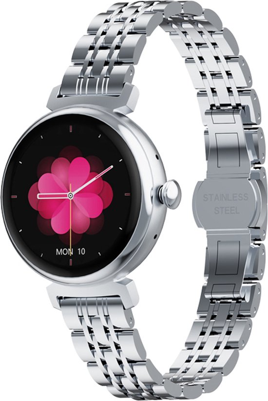 Kiraal Glimmer - Montre intelligente élégante - Montre intelligente pour femme - Écran entièrement tactile - Android et iOS - Argent