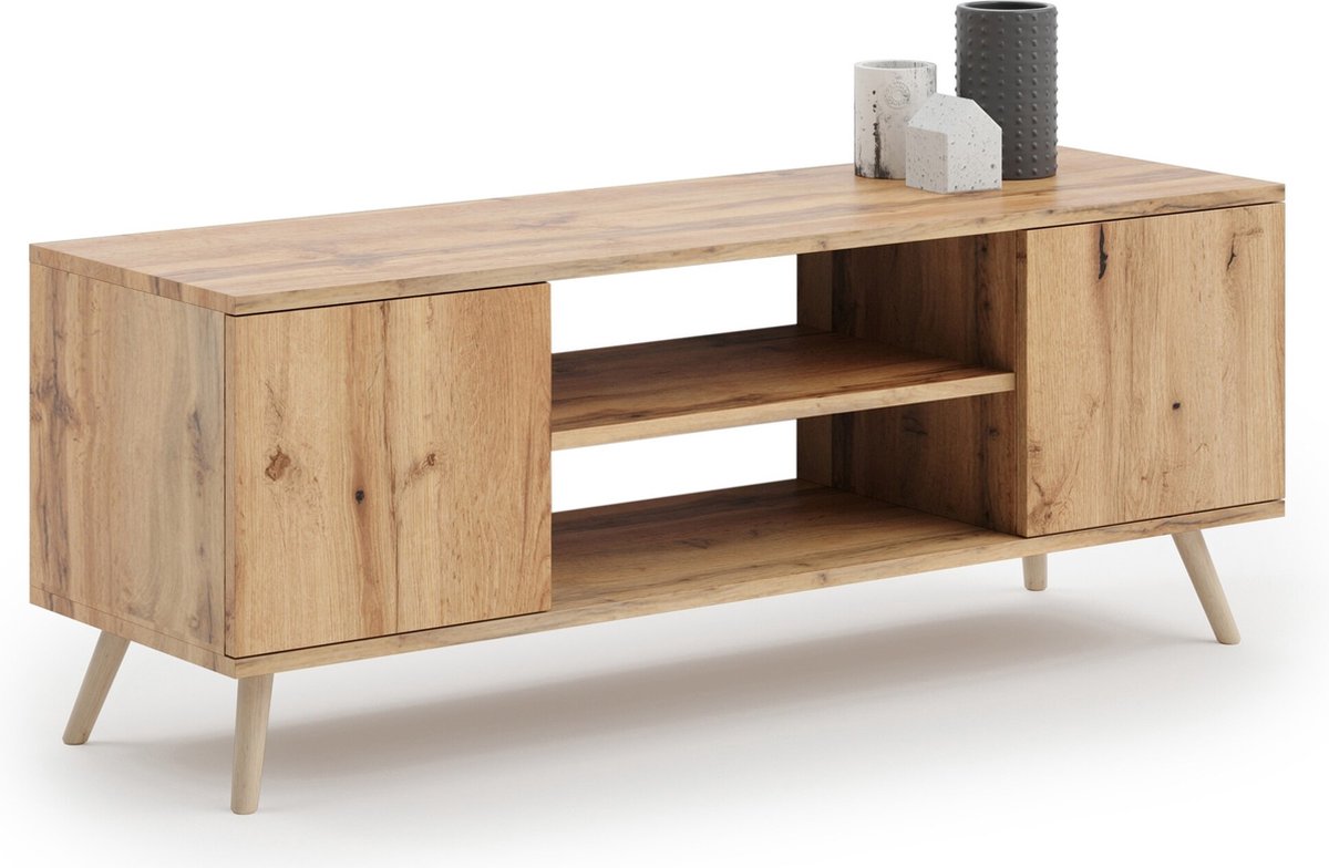 Tv-meubel - 120x40x60cm - met houten poten - bruin